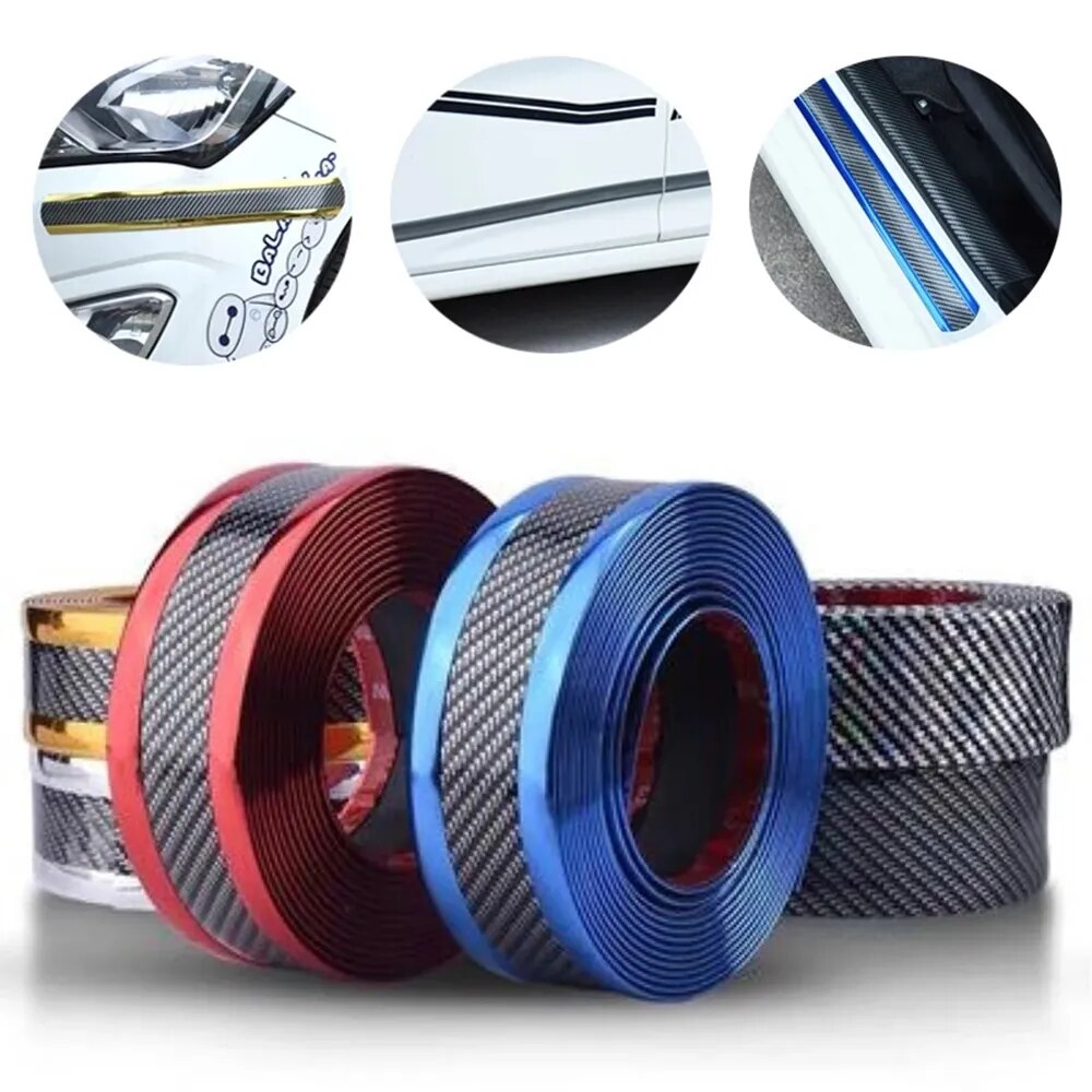 Pegatinas de coche, Protector de alféizar de puerta antiarañazos, tira de goma de fibra de carbono, protección de umbral de coche, película adhesiva de parachoques, estilo de coche. Accesorio