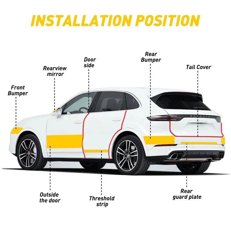 Nano pegatina de fibra de carbono para coche, tira protectora de pasta artesanal, alféizar de puerta de coche, espejo lateral, cinta antiarañazos, película de protección impermeable. Accesorio