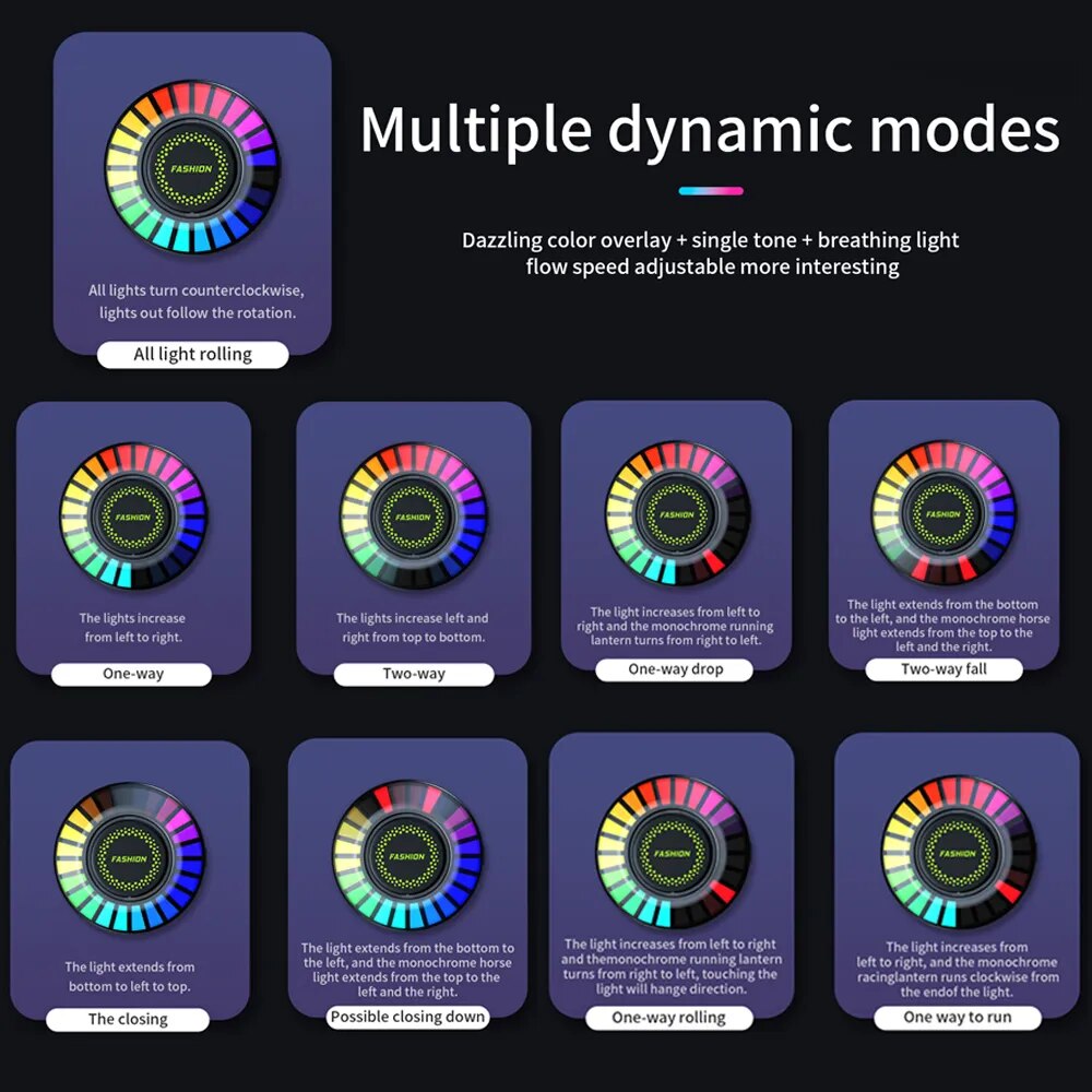 Car Music Rhythm Lamp Air Freshener RGB LED Strip Sound Voice Control Rhythm Atmosphere Light 256 Colors Option APP Control. Accessory