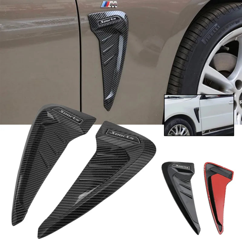 2 uds. Guardabarros de flujo de aire lateral para coche, pegatina de entrada de aire, simulación de salida de aire de tiburón, decoración Exterior, plástico ABS, Accesorio