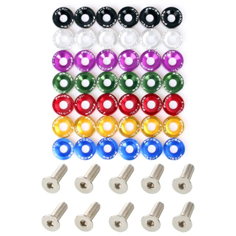 10 Uds. Pernos de tuercas universales M6 para coche, pegatinas, arandela de guardabarros con contraseña, pernos de placa de matrícula, accesorios de modificación de estilo de coche, Accesorio