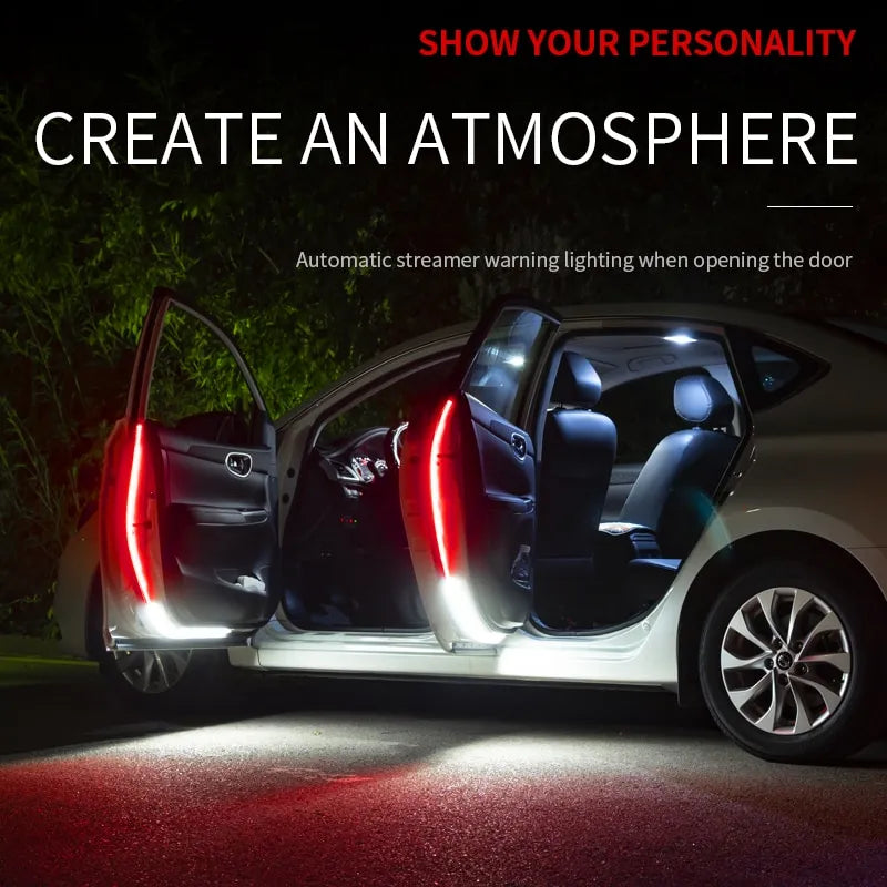 2 uds. Tira de luces LED de ambiente de advertencia para apertura de puerta de coche, decoración de bienvenida, lámpara ambiental, accesorios de seguridad de 12v, 120cm, Accesorio