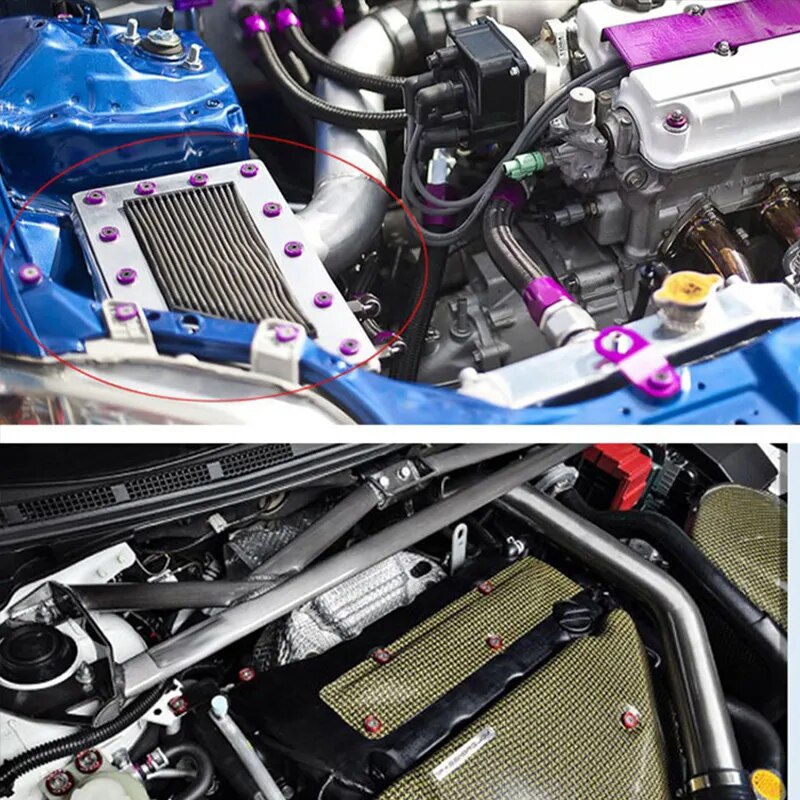 10 Uds. Pernos de tuercas universales M6 para coche, pegatinas, arandela de guardabarros con contraseña, pernos de placa de matrícula, accesorios de modificación de estilo de coche, Accesorio