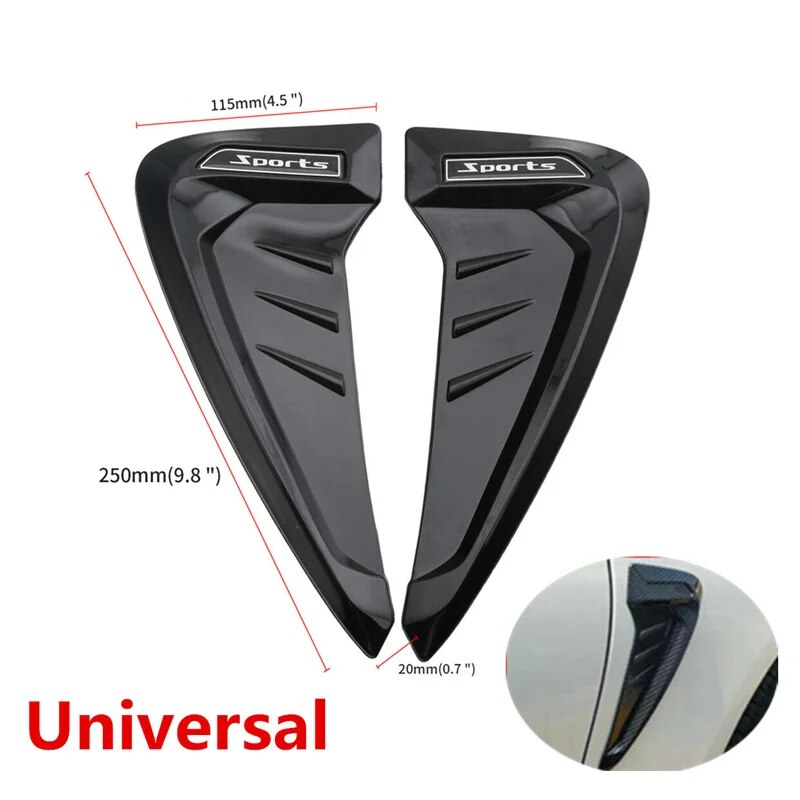 2 uds. Guardabarros de flujo de aire lateral para coche, pegatina de entrada de aire, simulación de salida de aire de tiburón, decoración Exterior, plástico ABS, Accesorio