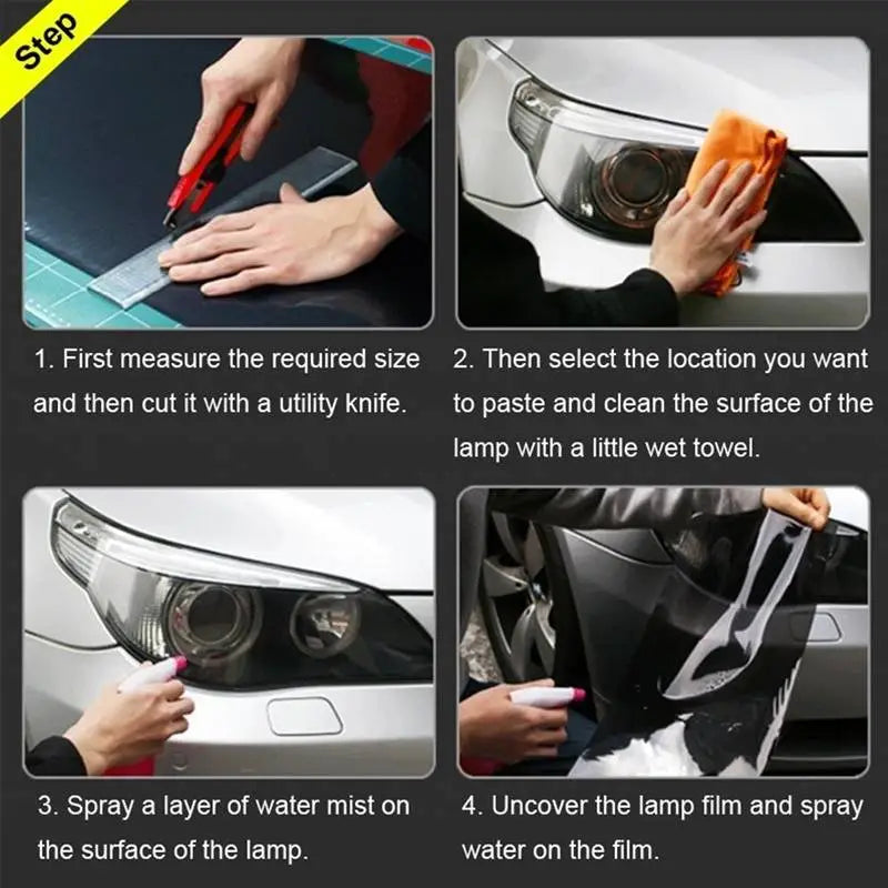 Película de PVC transparente brillante para humo, tinte de 30x200cm, cubierta de luz trasera para faro, pegatina de lámina, estilo de coche. Accesorio