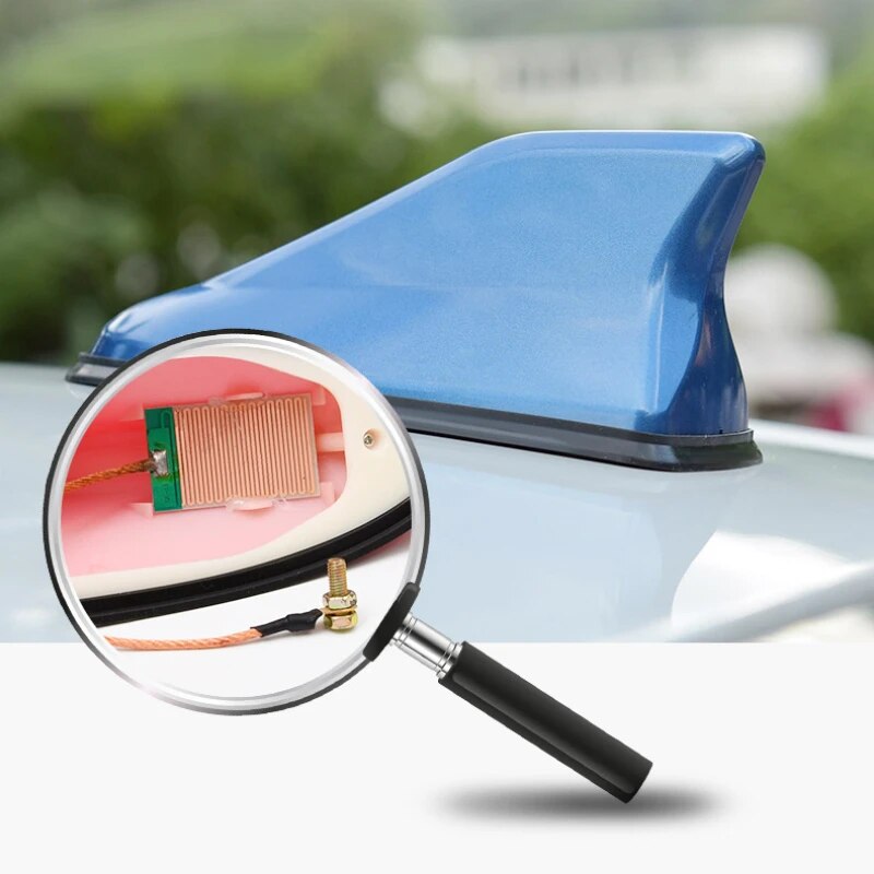 16cm Antena aérea Universal con apariencia de fibra de carbono para techo de coche, montaje superior de aleta de tiburón, amplificador de señal de antena AM FM de Radio automática, Accesorio