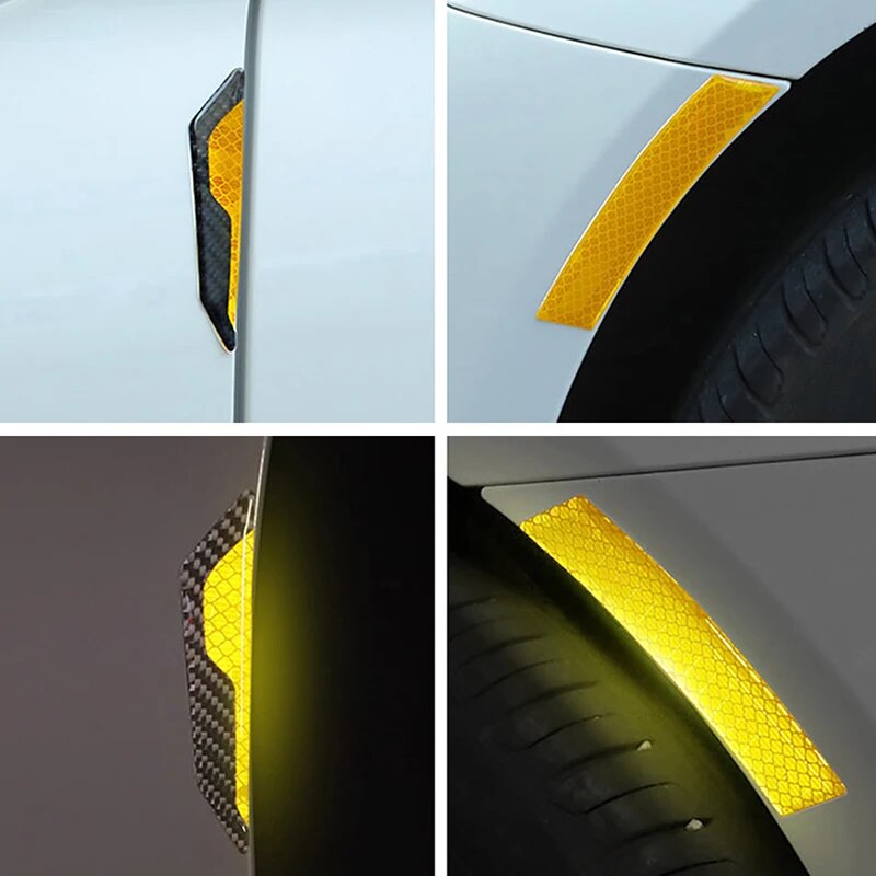 4Pcs Car Door Anti-collision Strip Body Stickers Universal Modified Scratch Resistant Decorative Reflective Warning Stickers Accessory