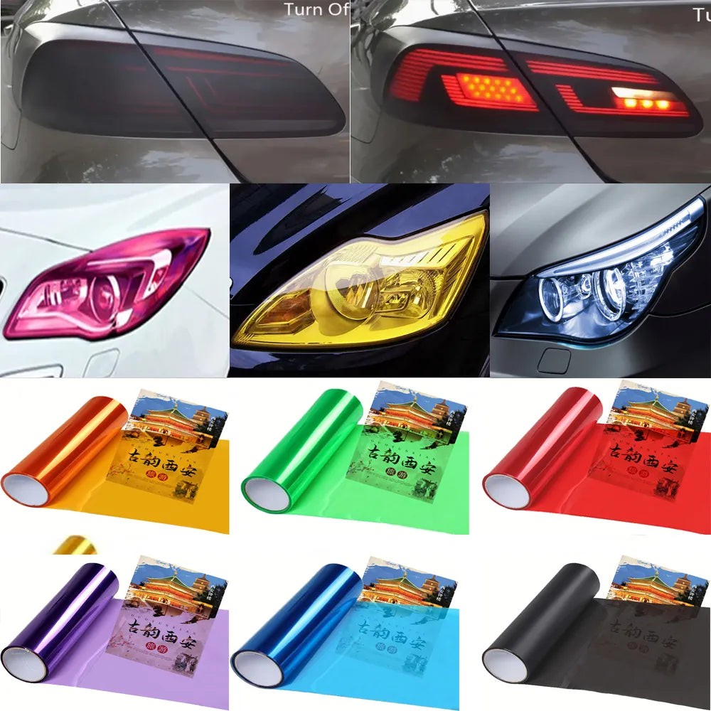 Película de PVC transparente brillante para humo, tinte de 30x200cm, cubierta de luz trasera para faro, pegatina de lámina, estilo de coche. Accesorio