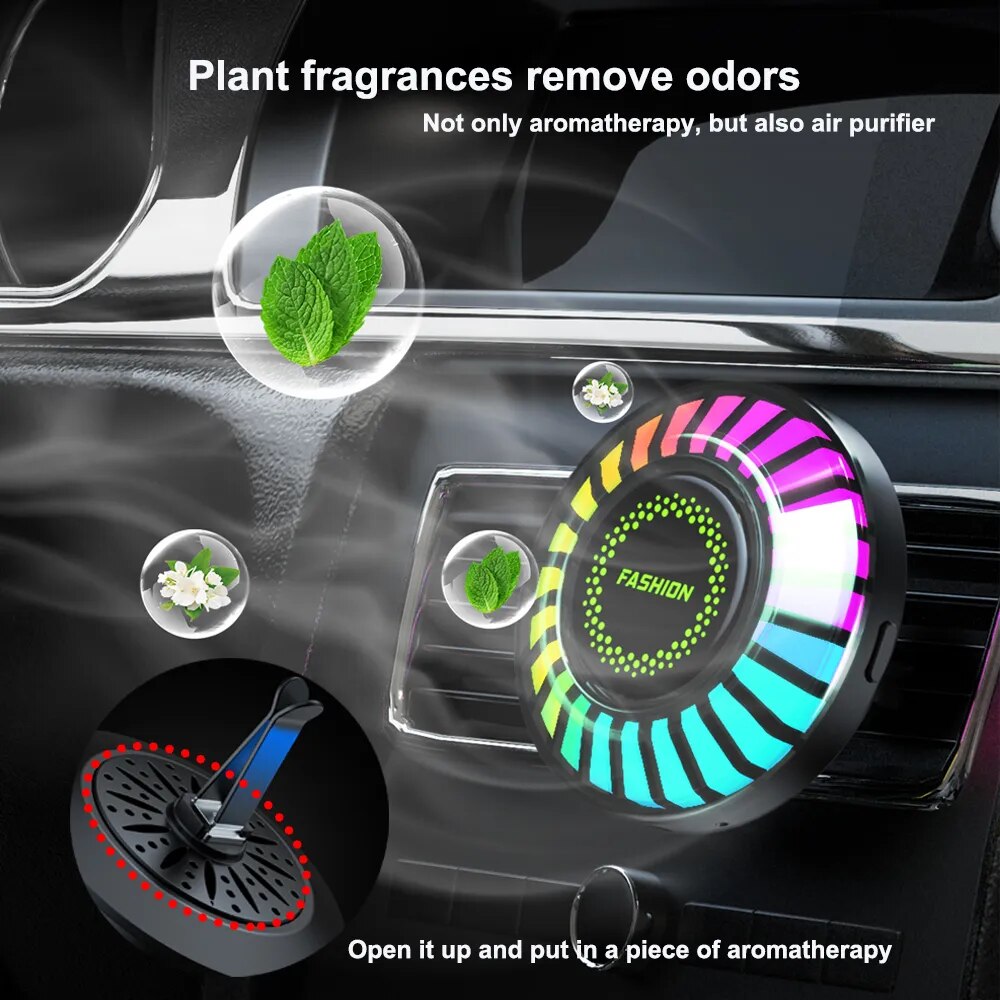 Car Music Rhythm Lamp Air Freshener RGB LED Strip Sound Voice Control Rhythm Atmosphere Light 256 Colors Option APP Control. Accessory