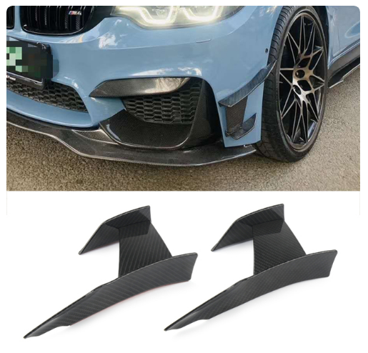 Accesorios de estilo de coche negro brillante, parachoques delantero, separador de aleta, Alerón, pegatina Canard