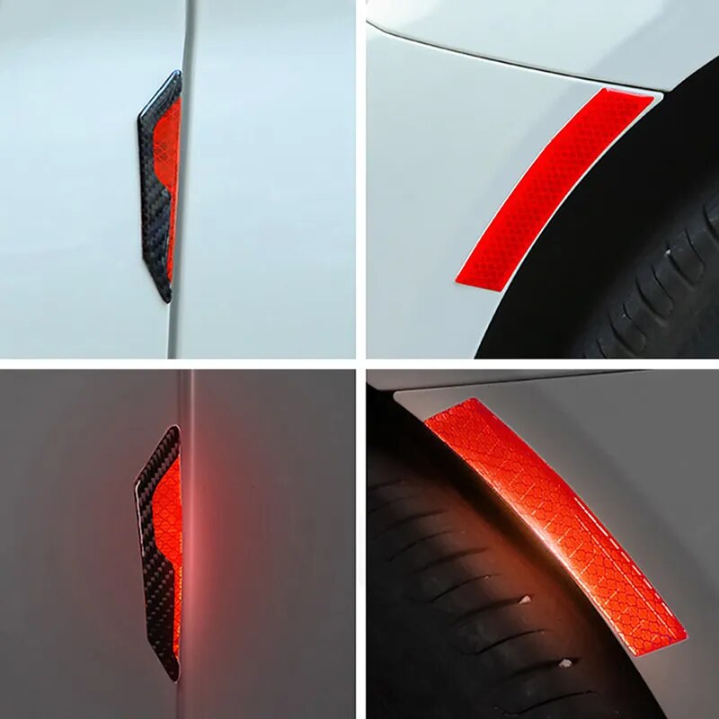 4Pcs Car Door Anti-collision Strip Body Stickers Universal Modified Scratch Resistant Decorative Reflective Warning Stickers Accessory