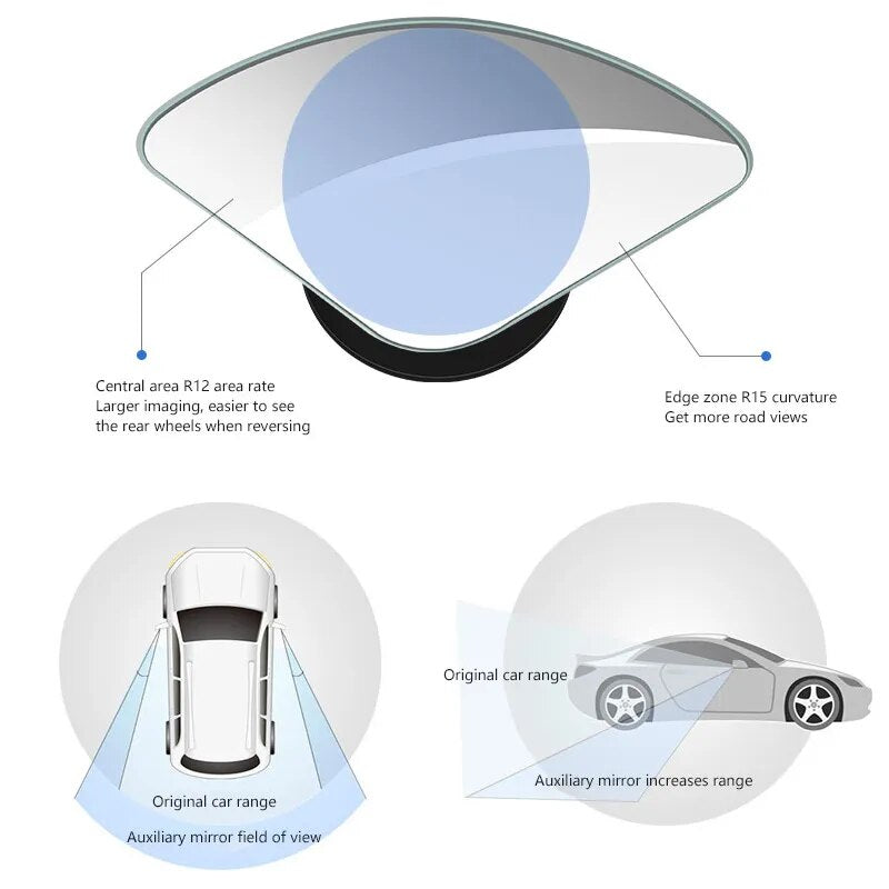 2 uds. Espejo retrovisor auxiliar sin marco para coche, espejo de punto ciego para motocicleta, espejos pequeños ajustables de gran angular Universal, Accesorio