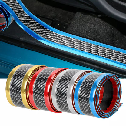 Car Stickers Anti-Scratch Door Sill Protector Carbon Fiber Rubber Strip Car Threshold Protection Bumper Sticker Film Car Styling. Accessory