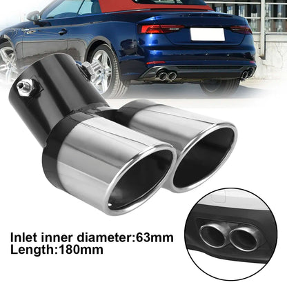 Car Decoration Chrome Exhaust Pipe Car Styling Universal Exhaust Trim Muffler Tail Pipe Stainless Steel Bend Double Outlet. Accessory