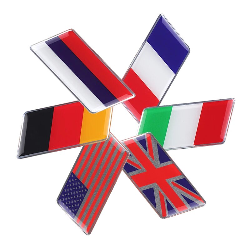 Car Styling Italy Germany UK USA France Russia National Flag Sticker Shield Accessory