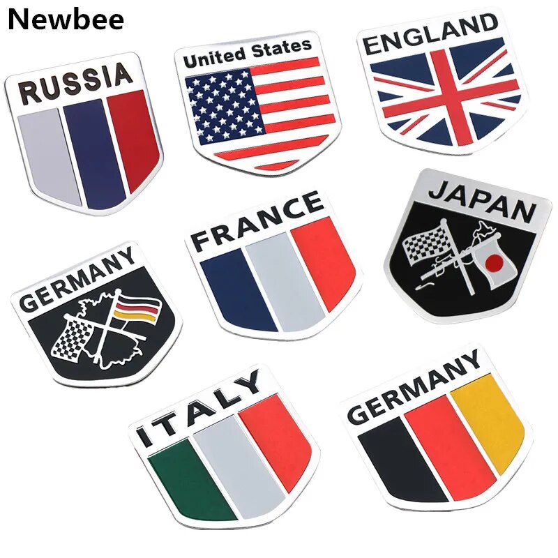 Flag Logo National Emblem Grill Badge Sticker Car Auto Motorcycles ATV Bicycles Italy/England/German/France/Russia/USA USA Accessory