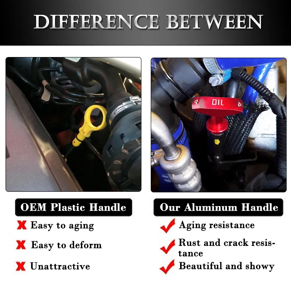 Universal Car Oil Dipstick Engine Oil Removal Handle Billet Aluminum Auto Replacement Modification Decoration. Accessory