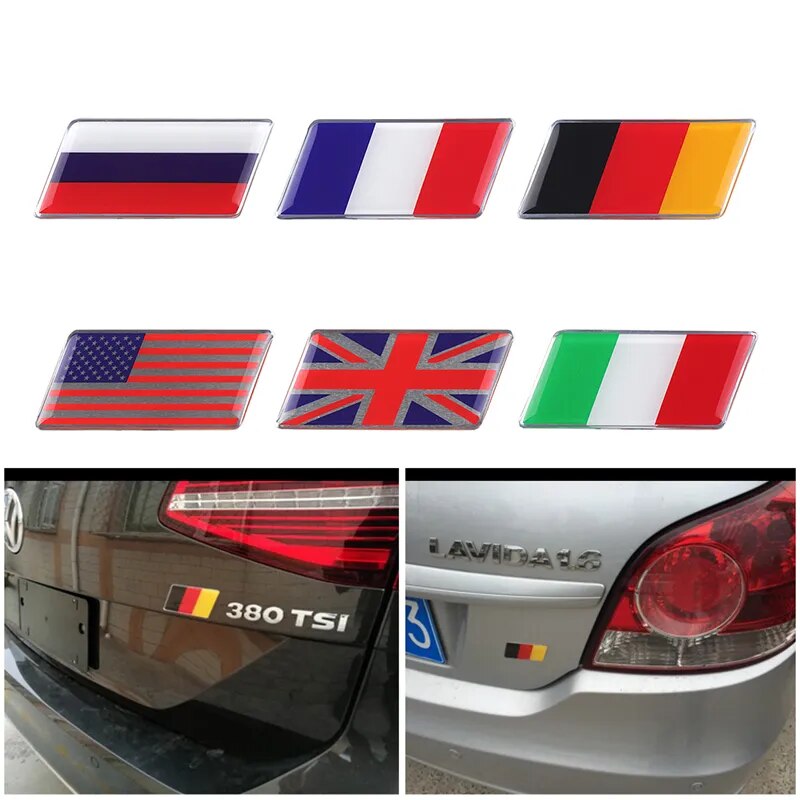 Estilo de coche Italia Alemania Reino Unido EE. UU. Francia Rusia pegatina de bandera nacional escudo  Accesorio