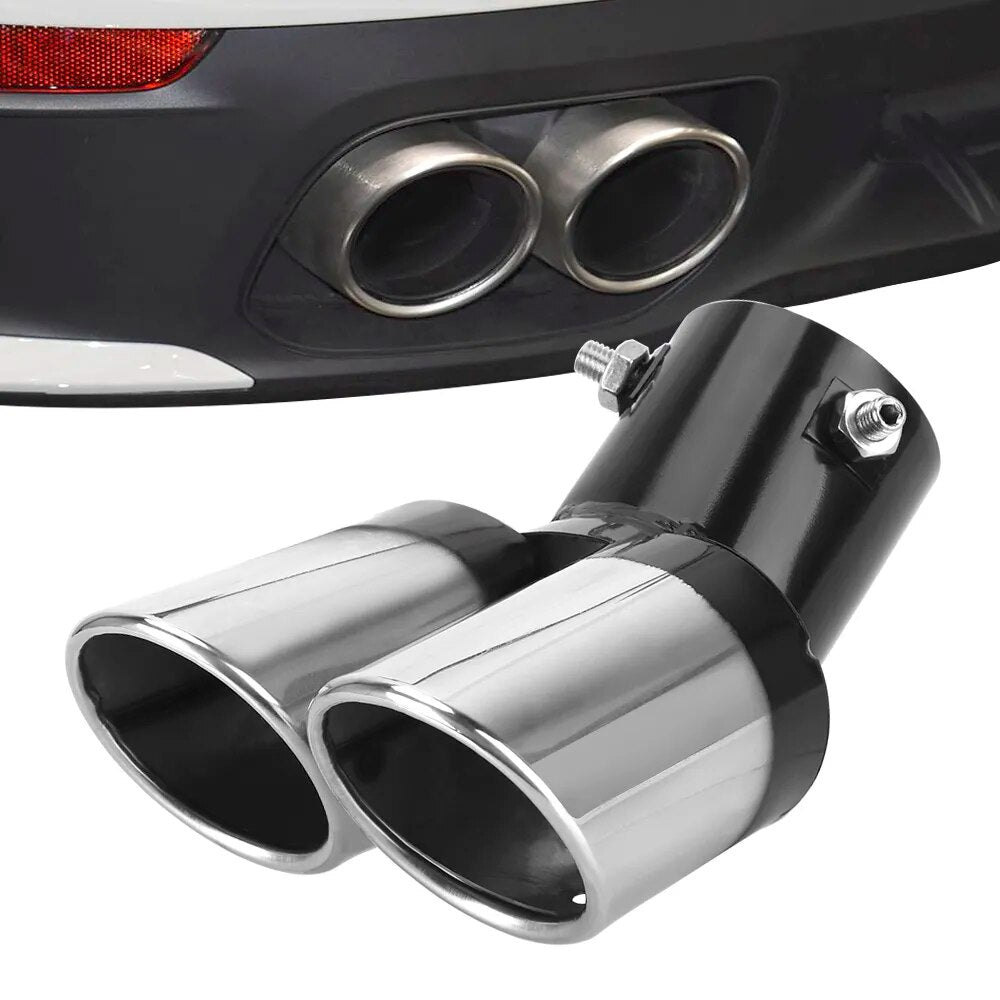 Tubo de cola de coche, en forma de Y, doble punta de escape para tubo de  escape universal para automóvil, tubo de escape de doble salida de acero