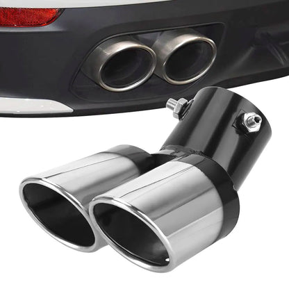 Car Decoration Chrome Exhaust Pipe Car Styling Universal Exhaust Trim Muffler Tail Pipe Stainless Steel Bend Double Outlet. Accessory