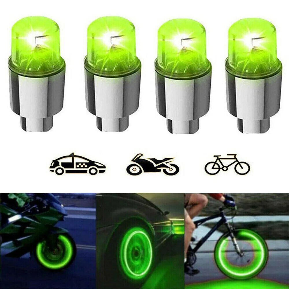 Tapas de luces para rueda de coche, vástago de válvula de aire para neumático, tapa de luz LED, accesorios para bicicleta, coche y motocicleta, 4 Uds./2 uds Accesorio