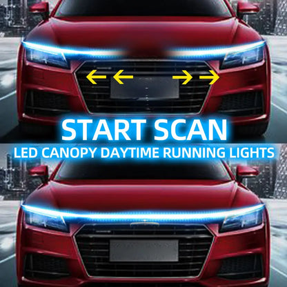 Tira de luces decorativas LED para capó de coche con escaneo de inicio Meteor luz de circulación diurna dinámica para coche DRL con lámpara de señal de giro 12V nuevo. Accesorio