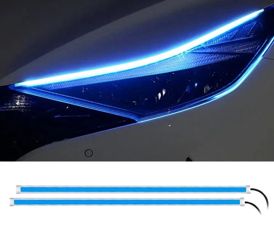 Tira de luces de circulación diurna Flexible impermeable Led luz de señal faro azul hielo/blanco DRL 12V lámpara de flujo de escaneo de inicio. Accesorio