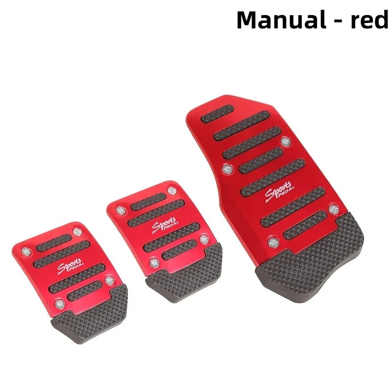 Universal Aluminum Manual Series Non-Slip Car Pedal Cover Kit Red/Blue/Silver Auto Accessories. Accessory