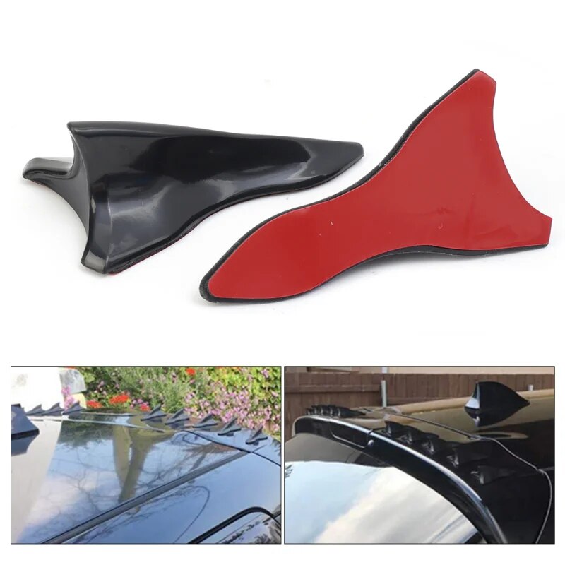 Universal Rear Roof Shark Fins Spoiler Kit UV Protected Shark Fin Diffuser Vortex Generator Car Roof Spoiler Bumper Spoiler