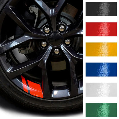 6pcs Reflective Vinyl Car Wheel Rim Stickers Hash Mark Stripes Racing Wheel Hub Decals for Size 18"-21" Decorative Sticker Accessory