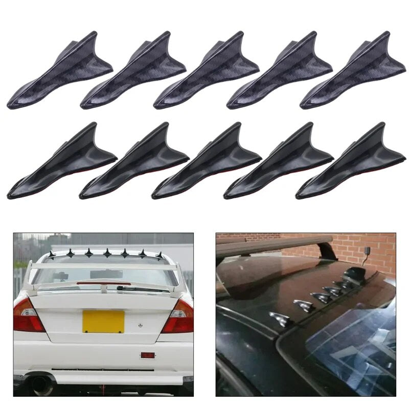 Universal Rear Roof Shark Fins Spoiler Kit UV Protected Shark Fin Diffuser Vortex Generator Car Roof Spoiler Bumper Spoiler