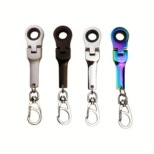 10mm Ratchet Wrench Mini Metal Racing JDM Shaped Key Chain Ring Adjustable Wrench Tools Tool Accessory