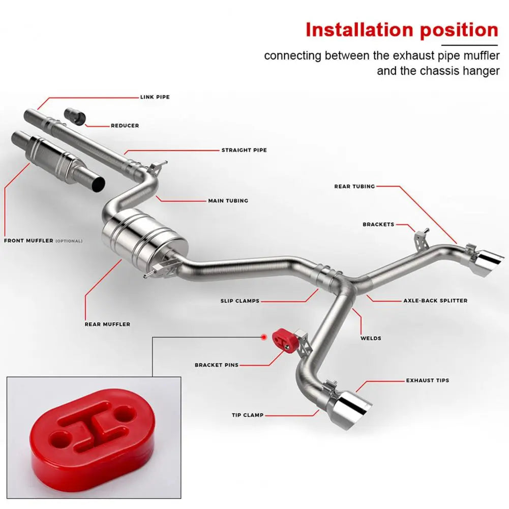 Universal 2 Holes Diameter 11mm Car Polyurethane Exhaust Pipe Mounting Brackets Hanger Insulator Red Black Accessory