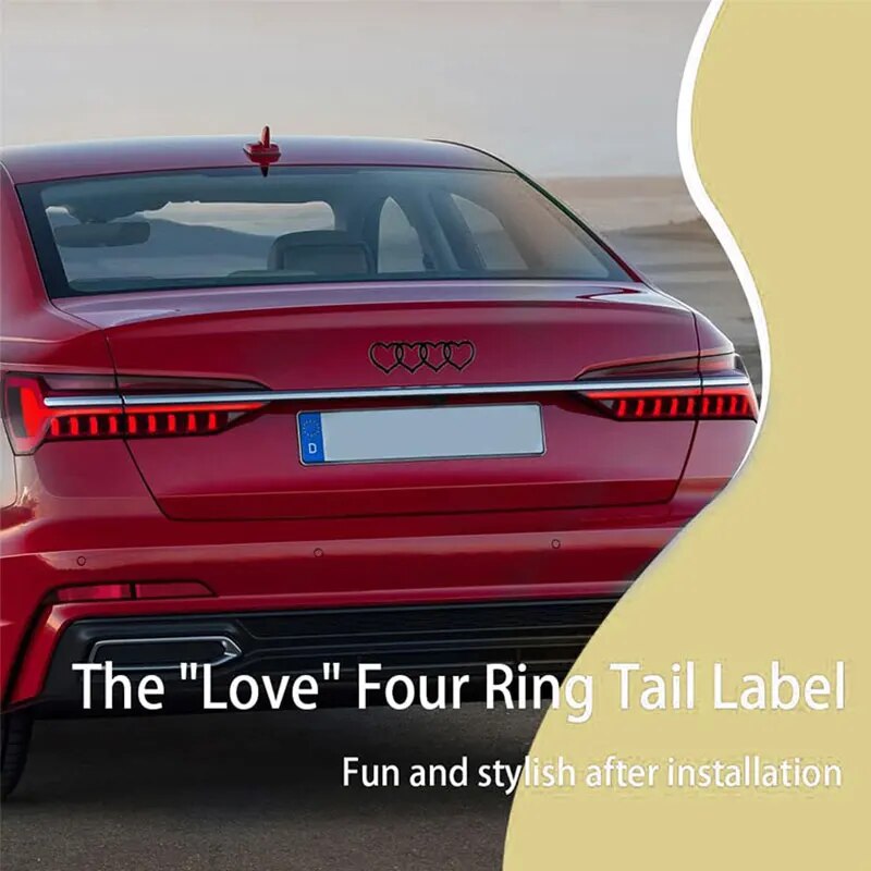 Audi Logo Modified Heart Four Ring Tail Logo Heart Logo Decorative Rear Logo Accessory