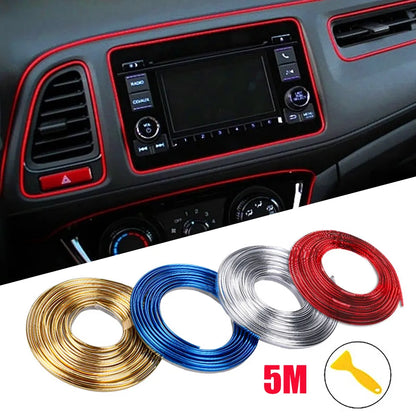 Moldura decorativa para coche, tiras flexibles de 1/3/5M, molduras interiores para coche, embellecedor de cubierta para salpicadero, puerta, estilo Universal. Accesorio