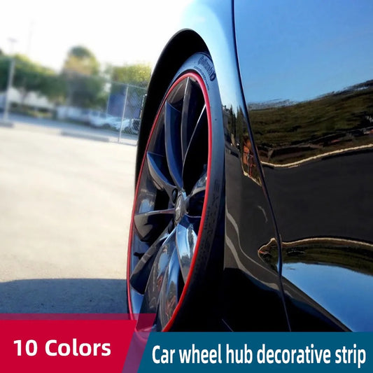 8 Meters Car Bumper Decorative Strip Red Wheel Hub Ring Molding Protective Edge Car Styling Exterior Accessories Accessory