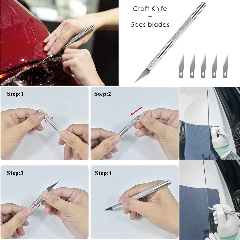 Car Wrapping Tools Kit Vinyl Scraper Film Cutter Vinyl Squeegees Plastic Wrapping Tool Window Tinting Tools Car Accessories