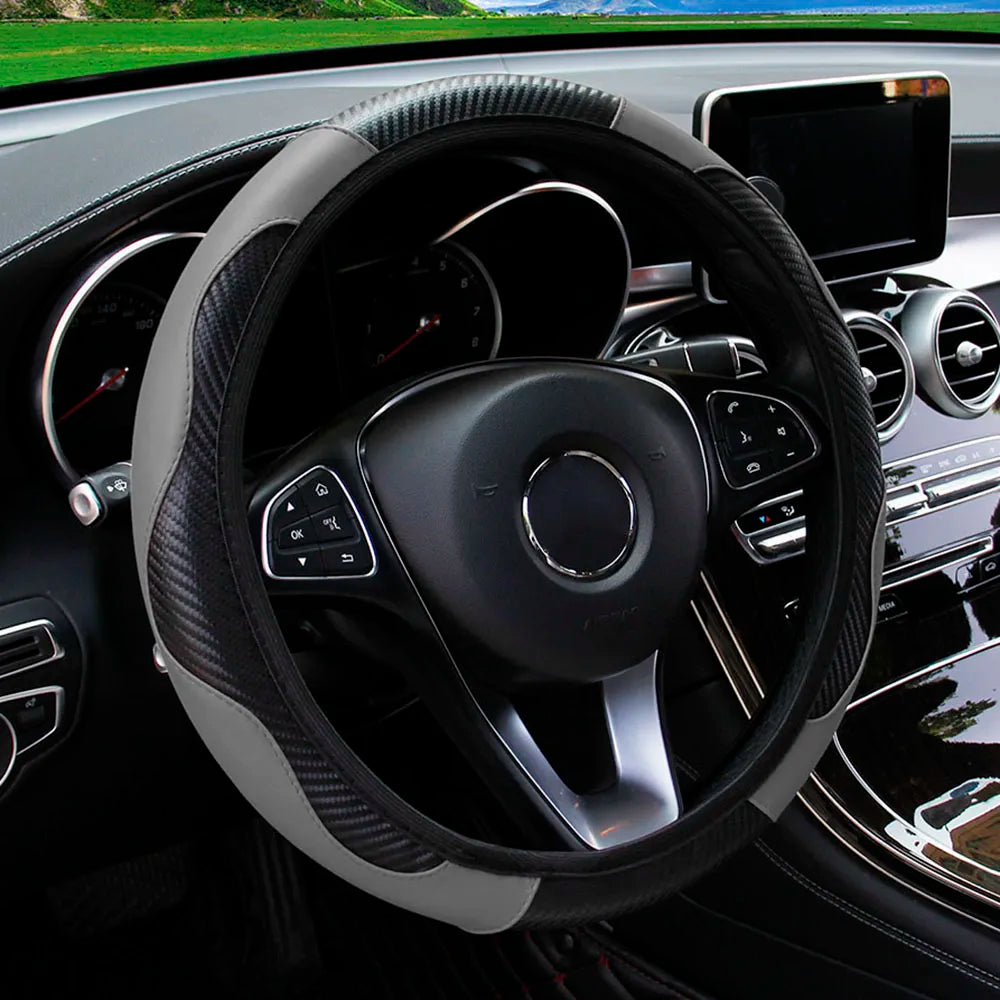 Car Steering Wheel Cover Breathable Non-slip PU Leather Covers Suitable for 37-38.5cm Car Decoration Carbon Fiber. Accessory