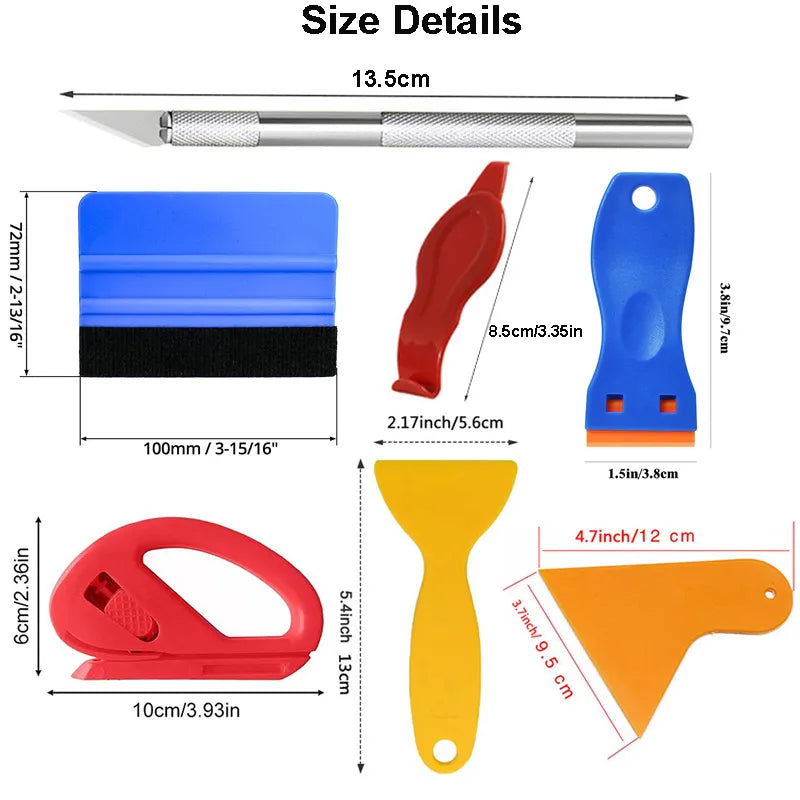 Kit de herramientas para envolver el coche, raspador de vinilo, cortador de película, espátulas de vinilo, herramienta de envoltura de plástico, herramientas de tintado de ventana, accesorios para coche