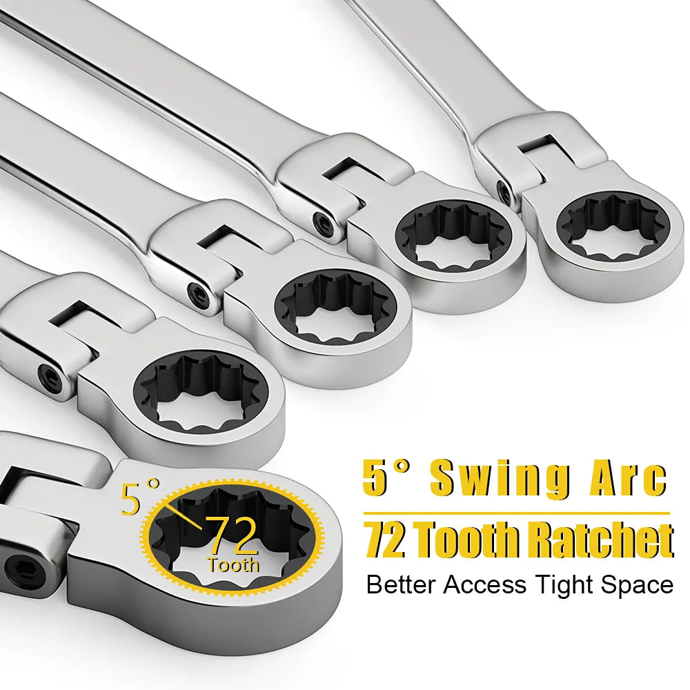 Combination ratchet wrench, with flexible head, dual-purpose ratchet tool, ratchet combination set. Hand tools for the car. Accessory