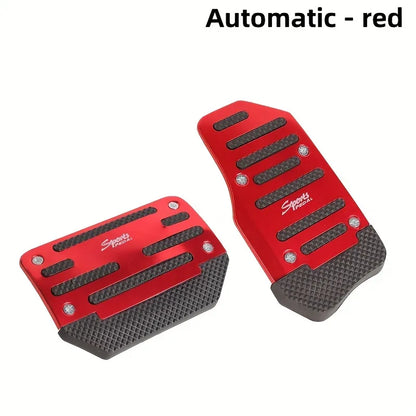 Universal Aluminum Manual Series Non-Slip Car Pedal Cover Kit Red/Blue/Silver Auto Accessories. Accessory