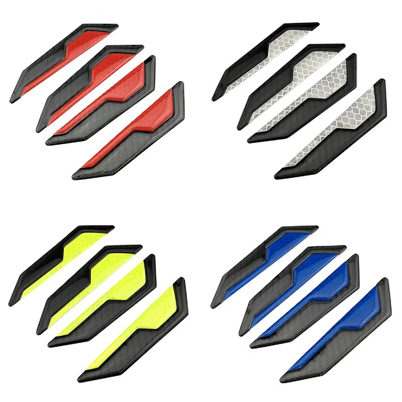 4Pcs Car Door Anti-collision Strip Body Stickers Universal Modified Scratch Resistant Decorative Reflective Warning Stickers Accessory