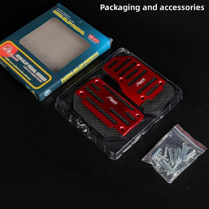 Universal Aluminum Manual Series Non-Slip Car Pedal Cover Kit Red/Blue/Silver Auto Accessories. Accessory