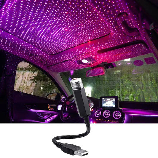 Proyector de luz nocturna LED romántico para techo de coche, lámpara de atmósfera de galaxia, Lámpara decorativa USB, luz de decoración Interior de coche ajustable. Accesorio