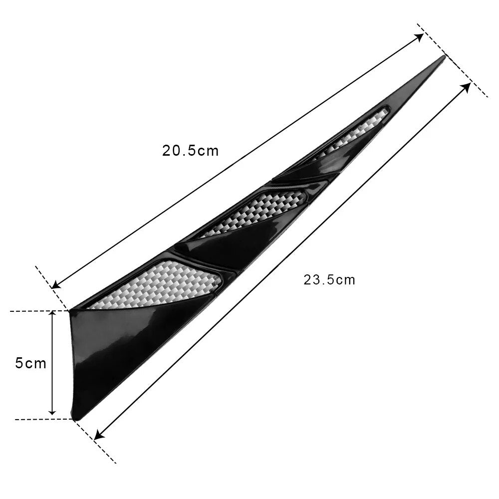 Cubierta de ventilación de flujo de entrada de aire lateral, decoración Exterior de coche, ABS, pegatinas universales para capó de coche, color negro, 1 par Accesorio