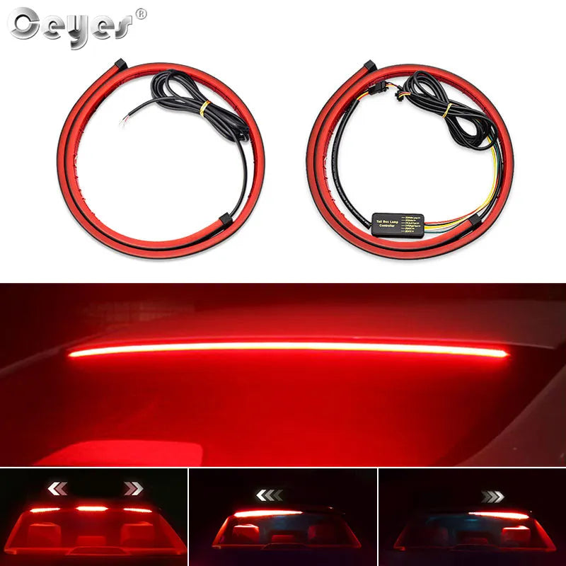 Luces de freno de posición alta para coche de 100cm, señal de giro trasera de advertencia, lámpara para correr, tiras LED flexibles universales para coche de 12V. Accesorio