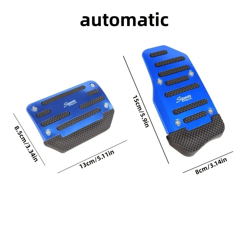 Universal Aluminum Manual Series Non-Slip Car Pedal Cover Kit Red/Blue/Silver Auto Accessories. Accessory