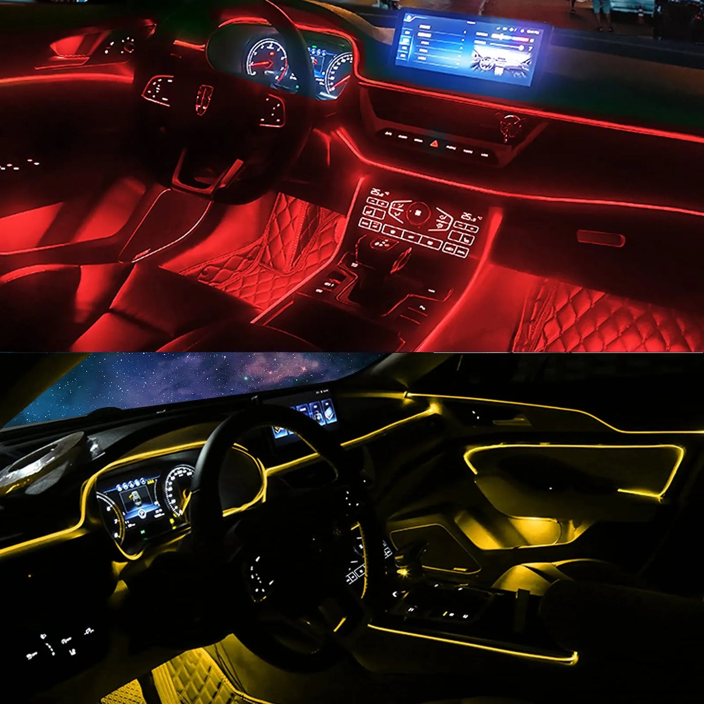 Comprar 6M RGB LED Lámpara de atmósfera de coche Tira de luz ambiental  interior Control de aplicación de teléfono